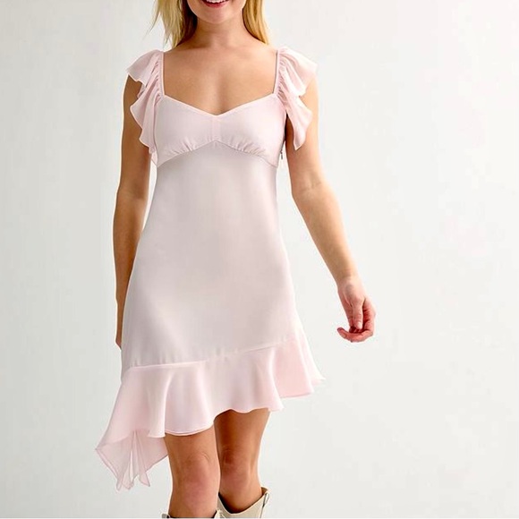 Rewind Dresses & Skirts - NWT - Ruffle-Trim Slip Dress - Light Pink.